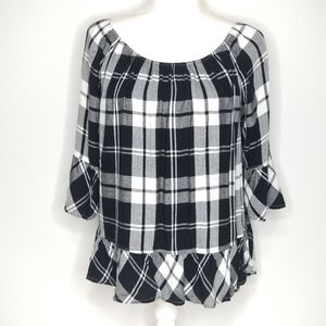 WESTBOUND Black and White Hi Lo Blouse